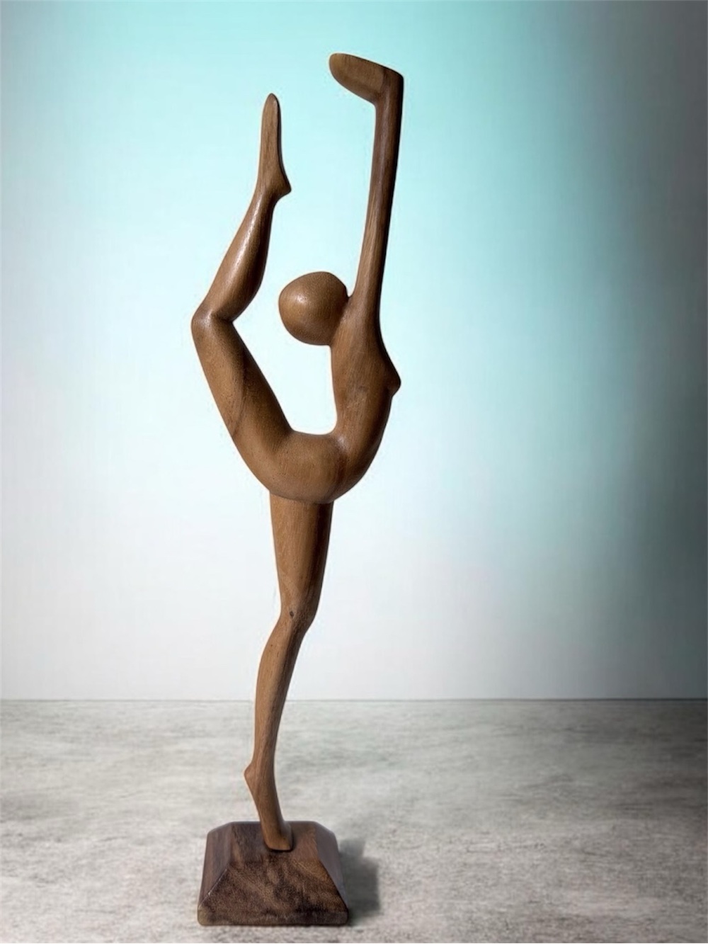 Wooden Dancer Sculpture - Brown Home Art Figurine - Picture 1 of 8